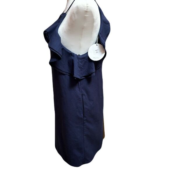 Ebby and I Lux Linen Blend Navy Blue Sleeveless Dress | NWT | Sz. M | Ruffles - Picture 5 of 11